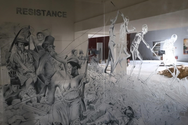 Fragment rada Studia ASYNSHROME (Marleen Leitner & Michael Schitnig), foto: Franz Leyser, 2021. 